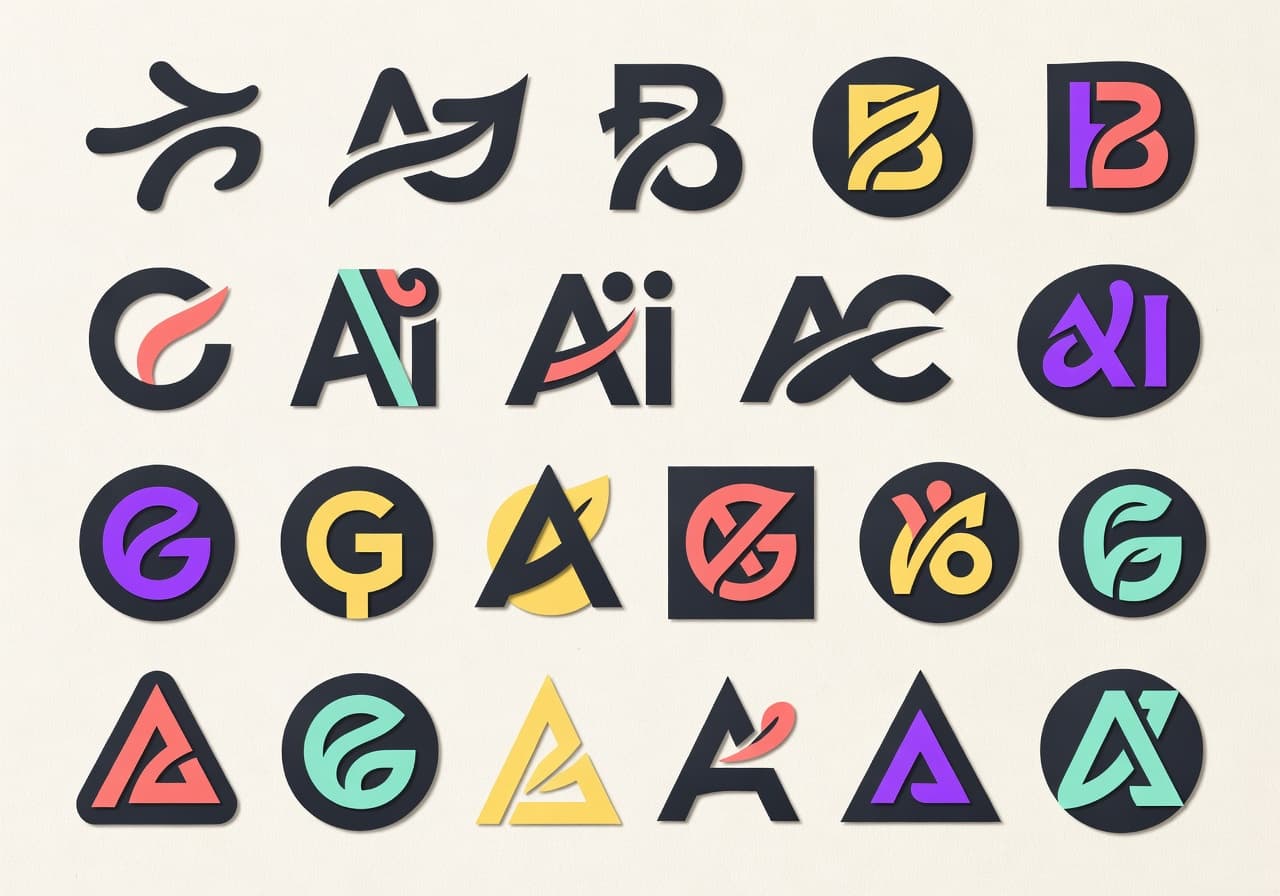 Logify AI Logo Maker app showing generated logo concepts and brand marks